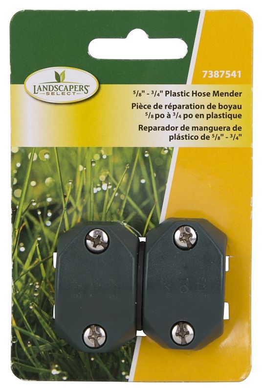 Landscapers Select GC5323L Hose Mender, 5/8 to 3/4, Male, Plastic, Black and Green - VORG7387541