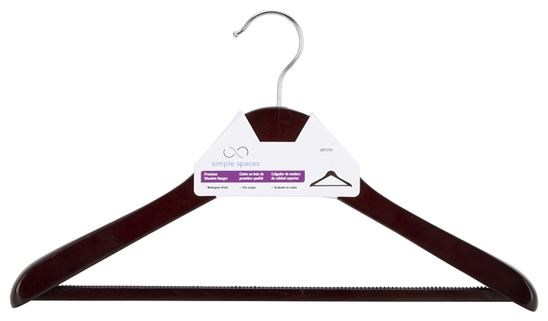 Simple Spaces HEA00046G Suit Hanger, 6.6 lb Capacity, Steel/Wood, Mahogany - VORG6875710