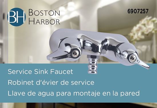 Boston Harbor RS207 Bath Faucet, 2-Faucet Handle, Lever Handle, Brass, Chrome Plated, Wall Mounting, Round Spout - VORG6907257