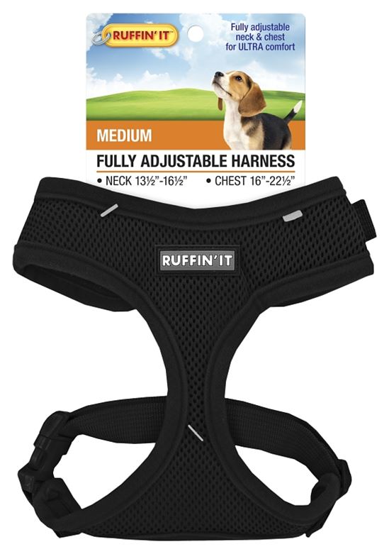 Ruffin'It 41463 Fully Adjustable Harness, 13-1/2 to 16-1/2 in x 16 to 22-1/2, Mesh Fabric, Assorted, Pack of 4