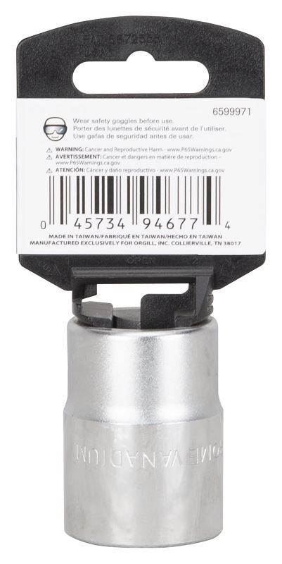 Vulcan MT-SM6027 Drive Socket, 27 mm Socket, 3/4 in Drive, 12-Point, Chrome Vanadium Steel, Chrome - VORG6599971