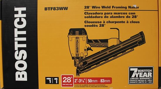 Bostitch BTF83WW Framing Nailer, 100 Magazine, 28 deg Collation, Wire Weld Collation, 6.4 cfm/Shot Air - VORG5874920