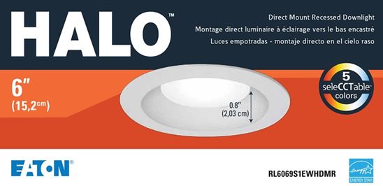 HALO RL6-DM Series RL6069S1EWHDMR LED Retrofit Module, 9 W, 120 V, LED Lamp, White, Matte - VORG2692457