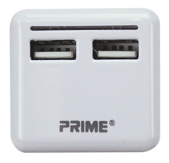 PowerZone ORUSB340 AC Compact USB Charger with Light, 3.4 A, 2-USB Port, White