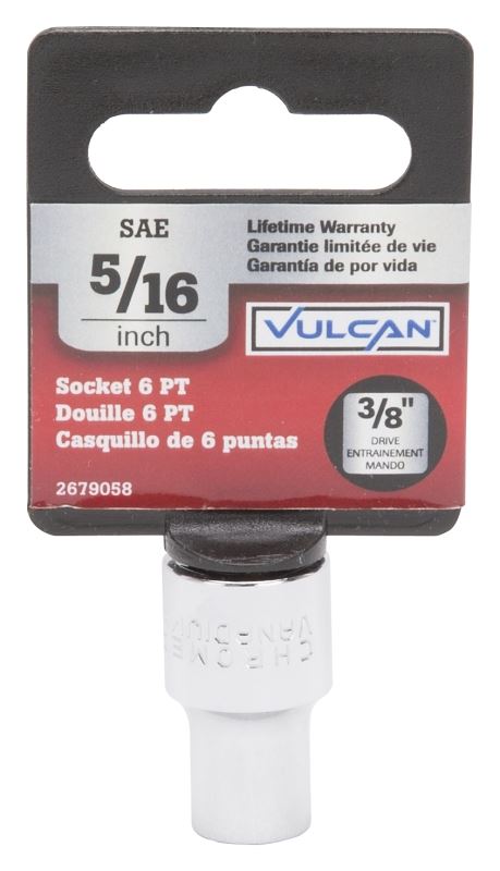 Vulcan MT6493341 Drive Socket, 5/16 in Socket, 3/8 in Drive, 6-Point, Chrome Vanadium Steel, Chrome - VORG2679058