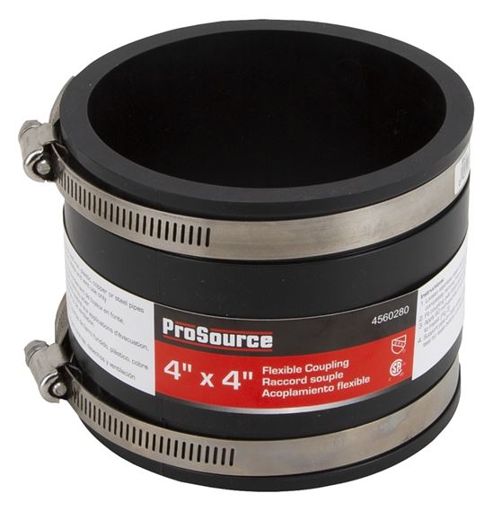 ProSource Coupling, 4 in x 4 in, PVC, Black - VORG4560280