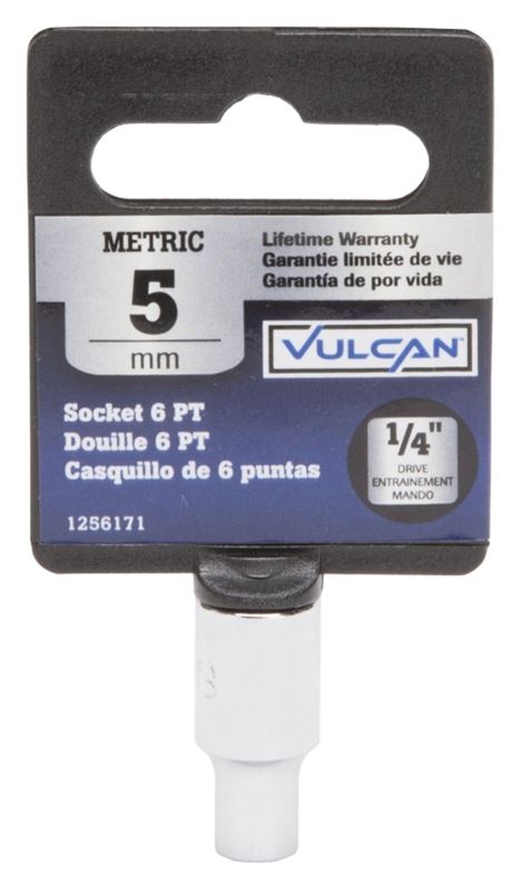 Vulcan MT6488324 Drive Socket, 5 mm Socket, 1/4 in Drive, 6-Point, Chrome Vanadium Steel, Chrome - VORG1256171