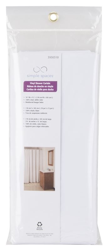 Simple Spaces SD-PCP01-W3L Shower Curtain, Vinyl, White, White - VORG3930310