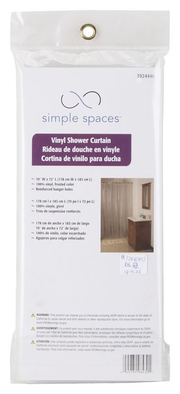 Simple Spaces SD-PCP01-F3L Shower Curtain, Vinyl, Frosted, Frosted - VORG3924446