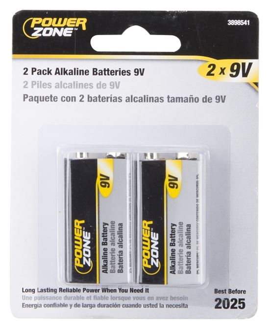 PowerZone 6LR61-2P-DB Battery, 9 V Battery, Zinc, Manganese Dioxide, and Potassium Hydroxide, Pack of 15 - VORG3898541