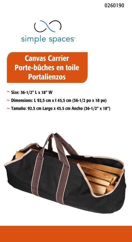 Simple Spaces CPB00010BK3L Wood Bag, 18 in W, 18 in D, 18 in H, Canvas Base, Brown color - VORG0260190