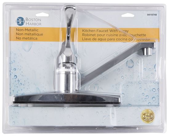 Boston Harbor PF8111A Kitchen Faucet, 1.8 gpm, 1-Faucet Handle, ABS, Chrome Plated, Lever Handle - VORG9419748