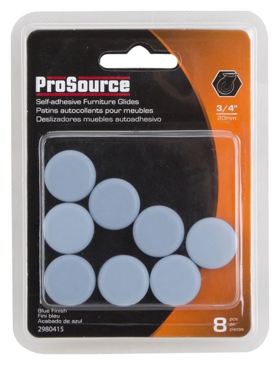 ProSource FE-50111-PS Furniture Glide, PTFE, Blue, Blue, 3/4 x 3/4 x 7/32 in Dimensions - VORG2980415