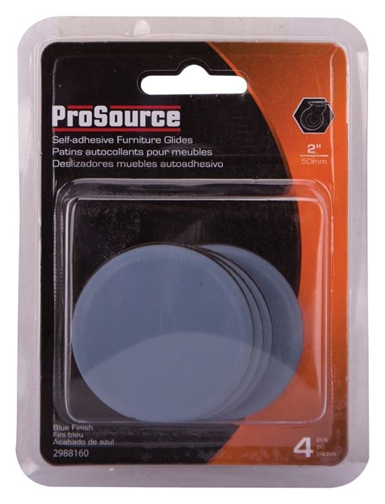 ProSource FE-50102-PS Furniture Glide, PTFE, Blue, Blue, 2 x 2 x 7/32 in Dimensions - VORG2988160