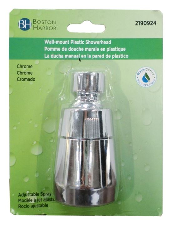 Boston Harbor PP6881320 Shower Head, Round, 1.8 gpm, 1/2-14 NSPM Connection, Threaded, ABS, 1-3/4 in Dia - VORG2190924