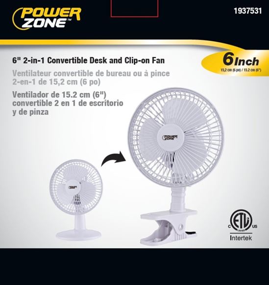 PowerZone FT-602 Oscillating Portable Fan, 120 VAC, 6 in Dia Blade, 3-Blade, 2-Speed, 60 deg Rotating, White - VORG1937531