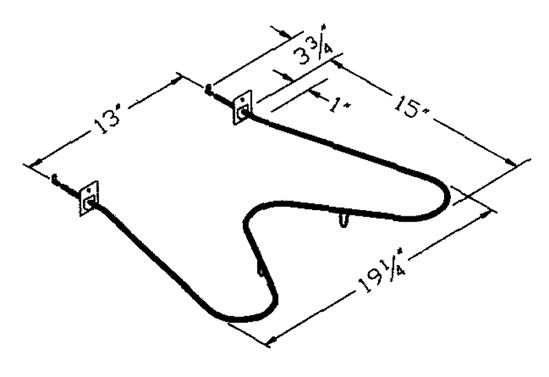 Camco USA 00611 Bake Element, 15 in L x 19-1/4 in W Dimensions, 240 V, 2400 W - VORG6297725