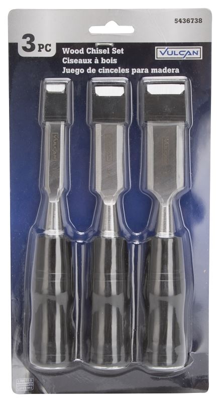 Vulcan JL13210 Chisel Set, 3-Piece, Steel/Wood, Polished, Black - VORG5436738