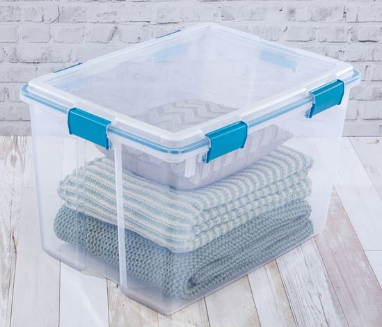 Sterilite 19384304 Gasket Box, 80 qt Capacity, Clear, 24 in L, 18 in W, 15-1/4 in H - VORG5364039