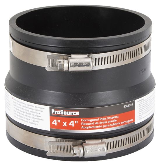 ProSource Coupling, 4 x 4 in, PVC, Black - VORG5063623