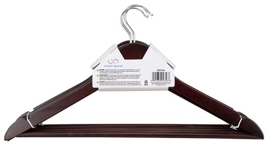 Simple Spaces HEA00040G Cloth Hanger Set, 6.6 lb Capacity, Steel/Wood, Mahogany - VORG0637454