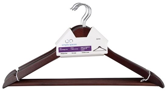 Simple Spaces HEA00040G Cloth Hanger Set, 6.6 lb Capacity, Steel/Wood, Mahogany - VORG0637454