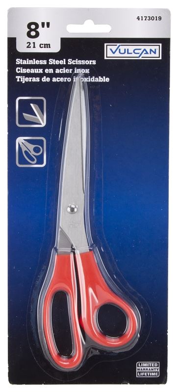 Vulcan 54107D Scissor, 8-3/8 in OAL, 5 in L Cut, Stainless Steel Blade, Comfort-Grip Handle, Red Handle - VORG4173019