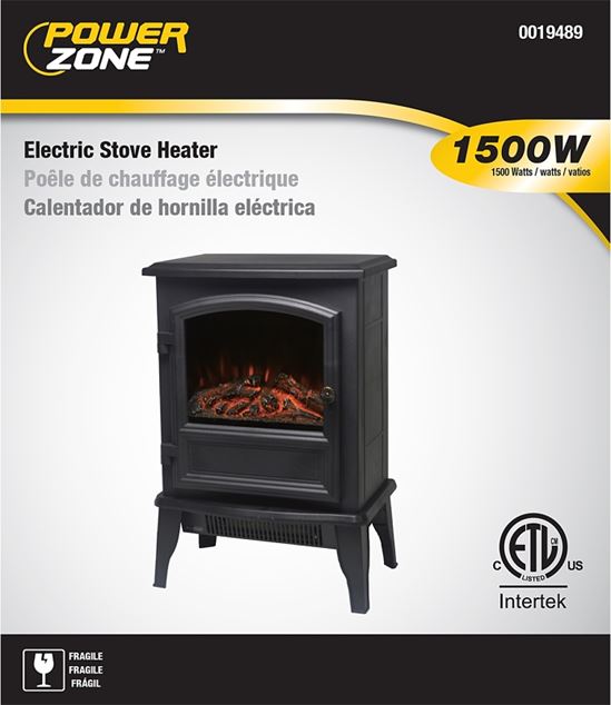 PowerZone FP202-SPA Electric Fireplace Heater, 14-5/8 in W, 9-7/8 in D, 21-3/4 in H, 120 V, Plastic/Metal, Black - VORG0019489