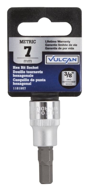 Vulcan 3506007421 Hex Bit Socket, 7 mm Tip, 3/8 in Drive, Chrome, 1-7/8 in OAL - VORG1181957