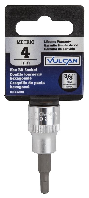 Vulcan 3506005120 Hex Bit Socket, 4 mm Tip, 3/8 in Drive, Chrome, 1-7/8 in OAL - VORG0233288