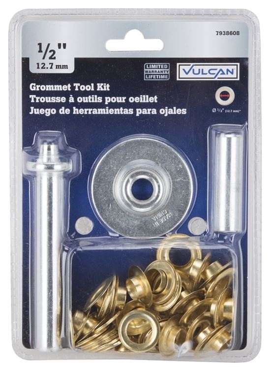 Vulcan JL-VT15988 Grommet Tool Kit, 30-Piece, Brass/Steel, Brass/Silver, Brass/Zinc Plated - VORG7938608