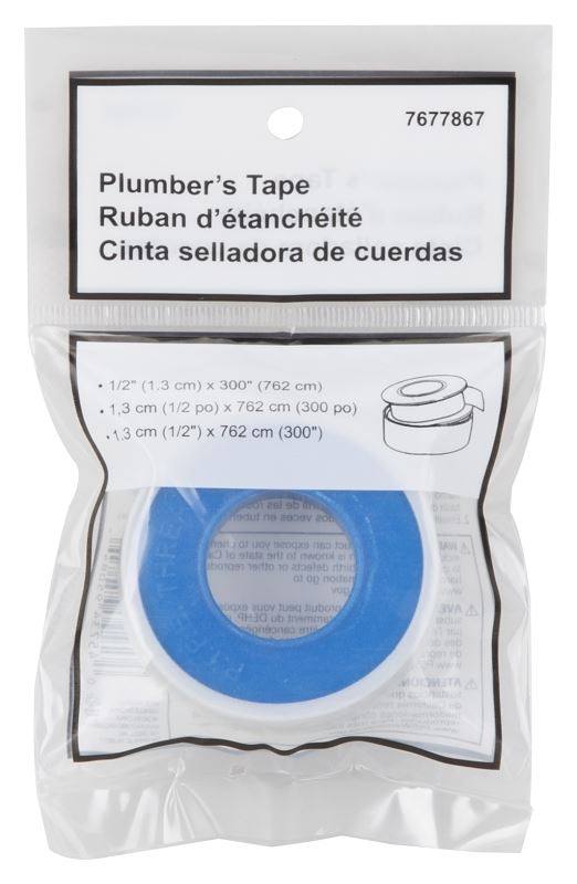 ProSource PMB-445 Plumber's Tape, 300 in L, 1/2 in W, PTFE, White - VORG7677867