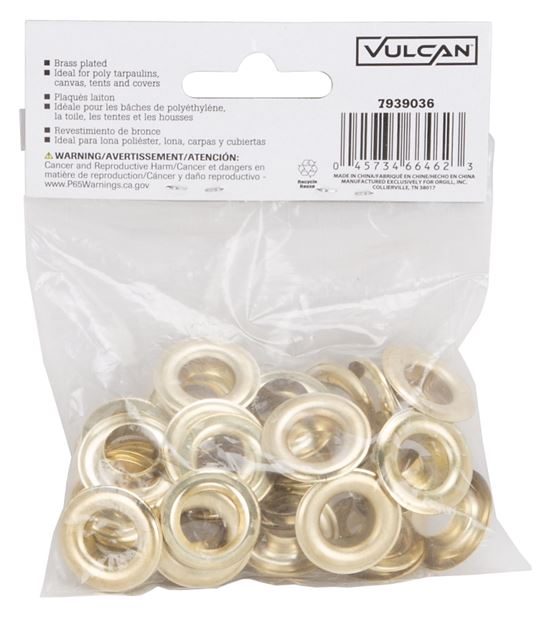 Vulcan JL-VT15989 Grommet, 25-Piece, Brass Grommet, Brass Grommet, Brass Grommet - VORG7939036