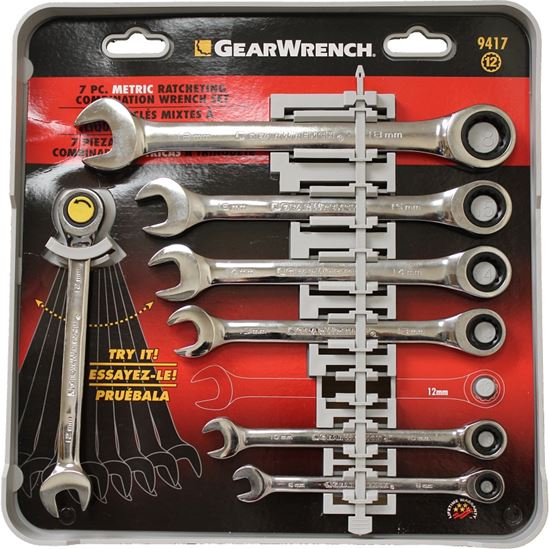 GearWrench 9417 Wrench Set, 7-Piece, Steel, Polished Chrome, Specifications: Metric Measurement - VORG6988513