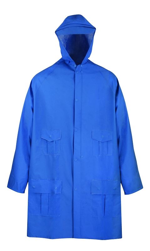 Diamondback 8156-XXXL Rain Parka, 3XL, PVC, Blue, Hooded Collar, Zipper with Snap Down Storm Flap Closure