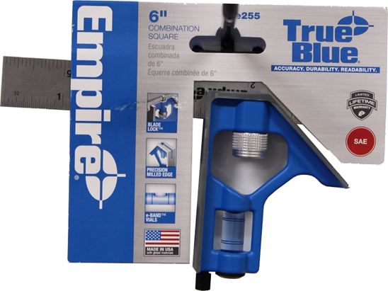 Empire True Blue Series E255 Combination Square, 6 in L Blade, SAE Graduation, Stainless Steel Blade - VORG4566444