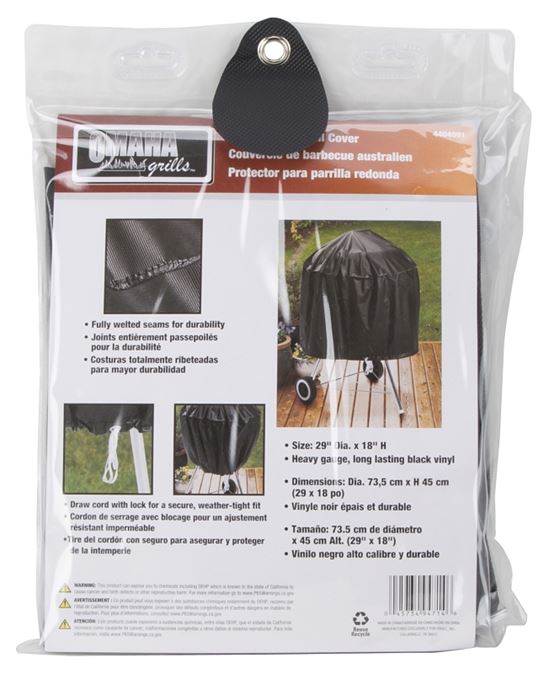 Omaha SPC05-12 Kettle Grill Cover, 29 in W, 18 in H, Vinyl, Black - VORG4404091