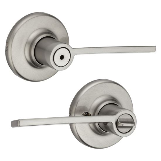 Kwikset 300LRL 15 CP V1 Privacy Lever, Satin Nickel, Zinc, Residential, Reversible Hand, 3 Grade - VORG9142977