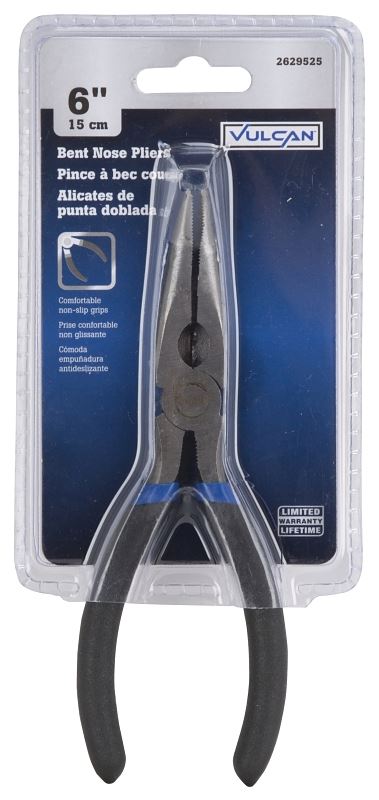 Vulcan PC974-01 Bent Nose Plier, 6 in OAL, 1.6 mm Cutting Capacity, 3.9 cm Jaw Opening, Black Handle, 3/4 in W Jaw - VORG2629525