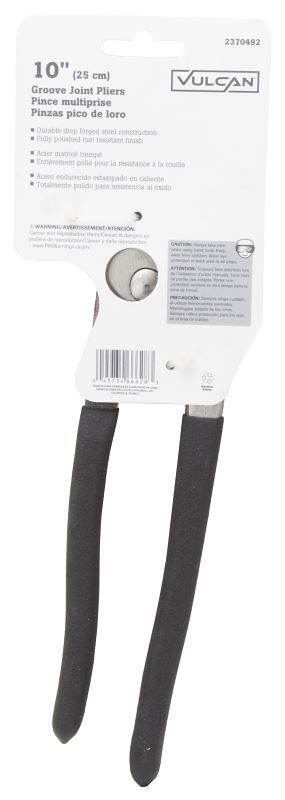 Vulcan JL-NP011 Groove Joint Plier, 10 in OAL, 1-3/8 in Jaw, Black Handle, Non-Slip Handle, 1-3/8 in W Jaw - VORG2370492