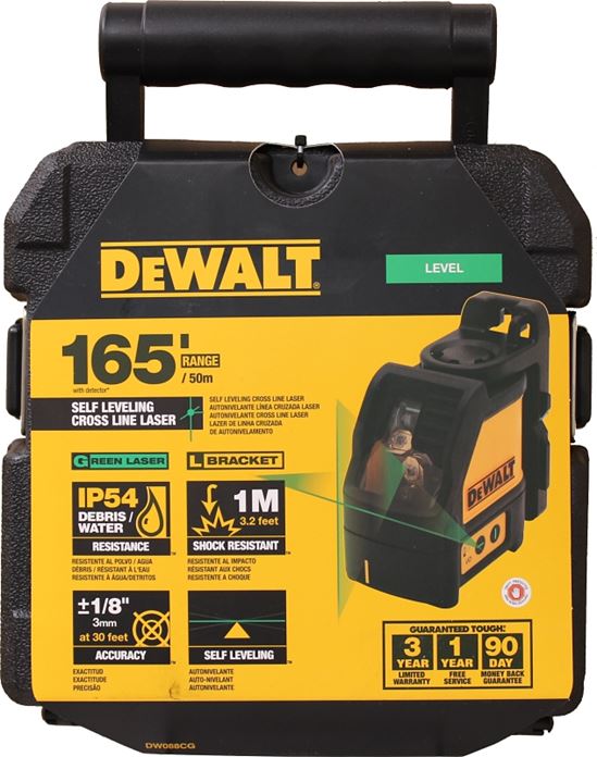 DEWALT DW0822 Laser, 50 ft, +/-3/16 in at 50 ft Accuracy, 2-Beam, Red Laser - VORG2667285