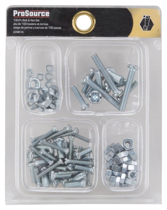 ProSource JL821033L Bolt and Nut Set, Zinc Plated, 100-Piece - VORG2248516