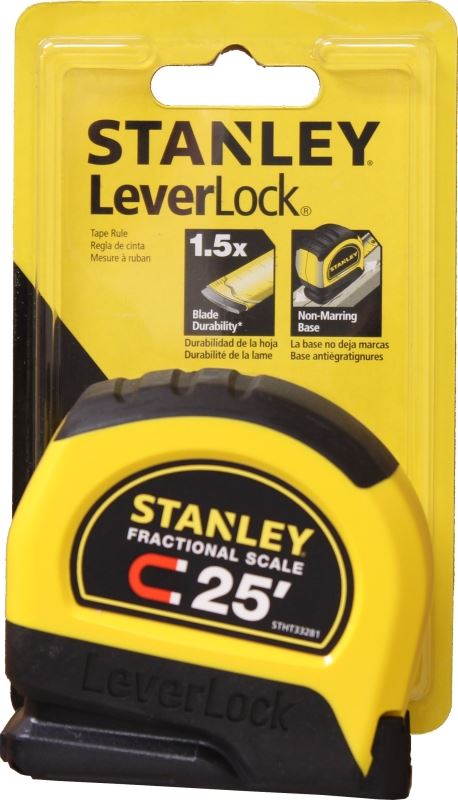 STANLEY STHT30818S Tape Measure, 25 ft L Blade, 1 in W Blade, Steel Blade, ABS Case, Black/Yellow Case - VORG1543925