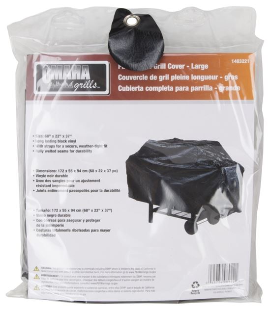 Omaha BC-SB083L Grill Cover, 22 in W, 37 in H, Vinyl, Black - VORG1483221