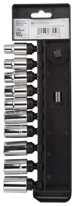 Vulcan 11PC-4M Socket Set, Chrome Vanadium Steel, Chrome - VORG1306398