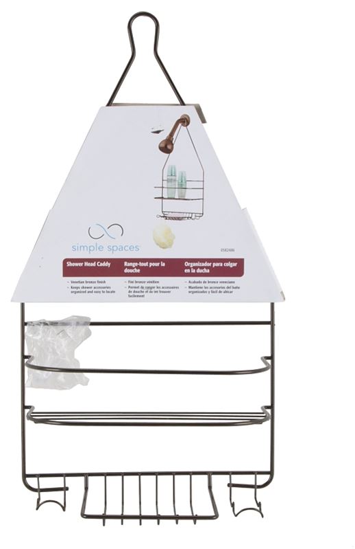 Simple Spaces SS-SC-25-VB Shower Caddy, 2-Shelf, Steel, 10 in OAW, 19 in OAH, 4-1/4 in OAD, 10 lb - VORG0582486