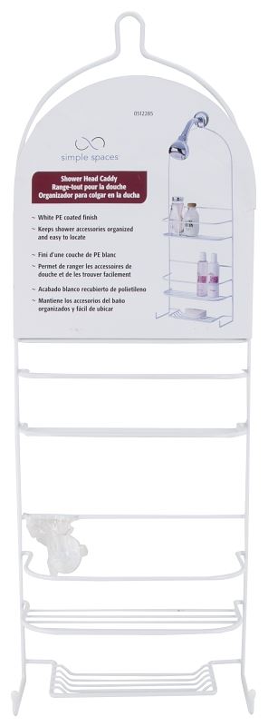 Simple Spaces SS-5786-PE-3L Shower Caddy, 3-Shelf, Steel, 10 in OAW, 27-3/4 in OAH, 4-1/4 in OAD, 10 lb - VORG0512285