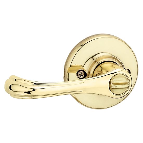 Kwikset 300DNL 3 CP RCL Privacy Lever, Turnbutton Lock, Polished Brass, Zinc, Residential, Re-Key Technology: SmartKey - VORG8785776