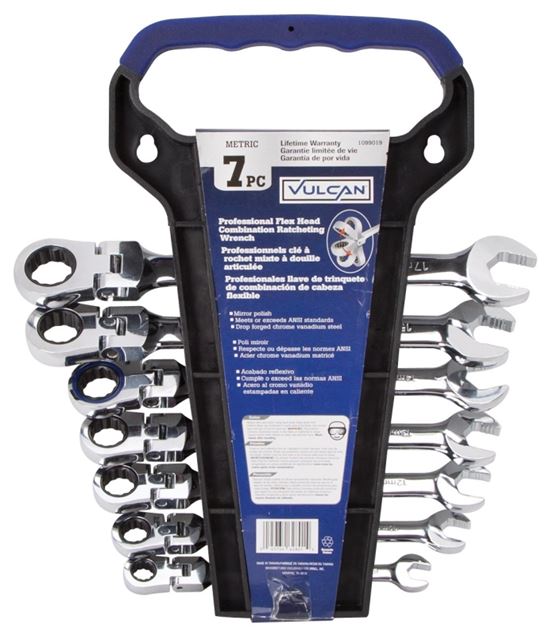 Vulcan FPG7M Wrench Set, 7-Piece, Chrome Vanadium Steel, Mirror Polish, Silver, Specifications: Metric - VORG1099019