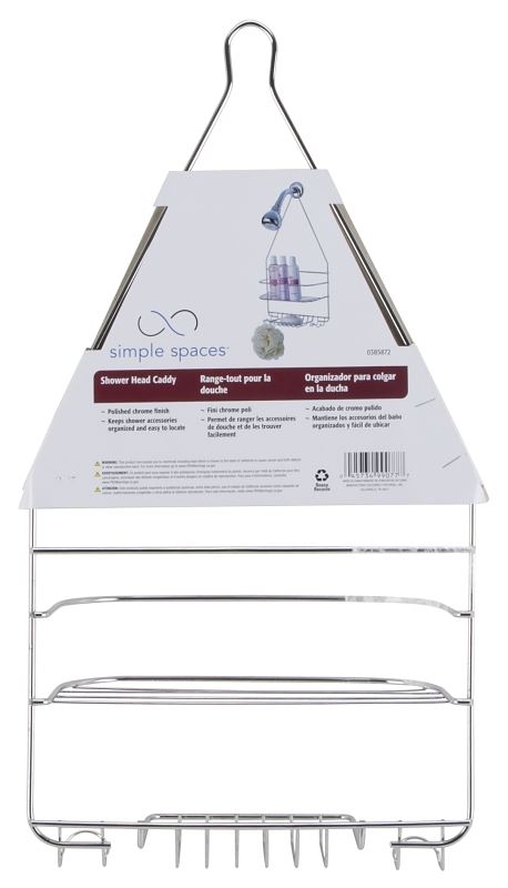 Simple Spaces SS-SC-25-CH-3L Shower Caddy, 2-Shelf, Steel, 10 in OAW, 19 in OAH, 4-1/4 in OAD, 10 lb - VORG0385872